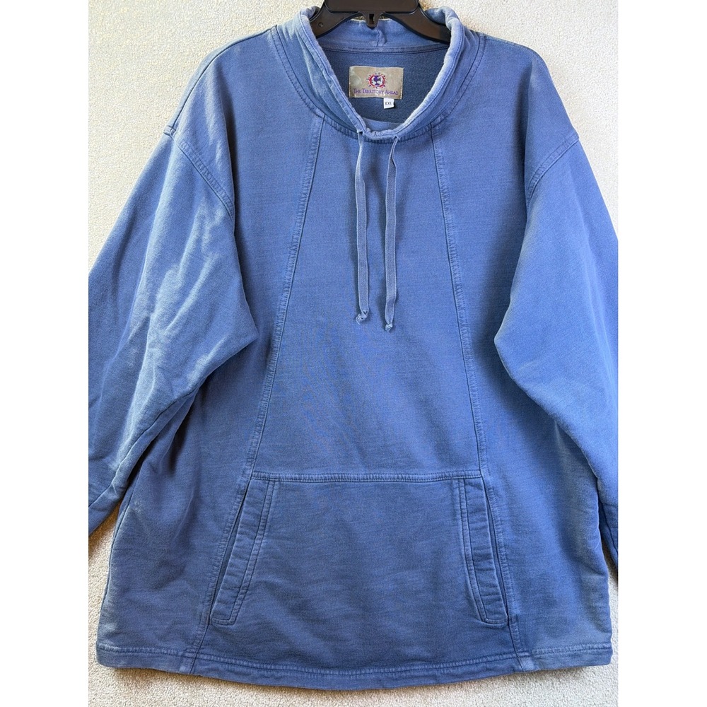 The Territory Ahead Sweatshirt Mens XXL Blue Mock Neck Pullover Kangaroo Pocket